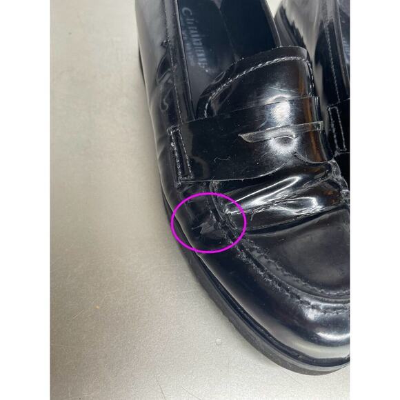 La Canadienne Halle Black Patent Leather Waterproof Penny Loafer Platform 9.5 - Picture 4 of 7